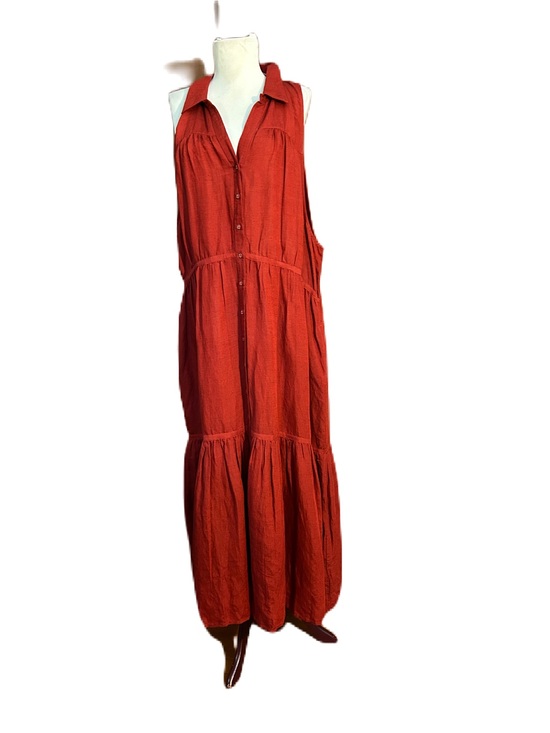 Sundance Dresses & Skirts - NWOT Sundance Sleeveless linen blend Rust Tiered Maxi Dress